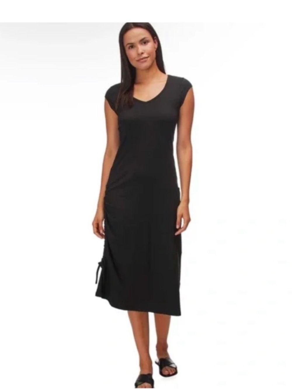 Toad & CO Black Muse Dress. Organic cotton blend. Travel. Outdoor. Granola. Midi